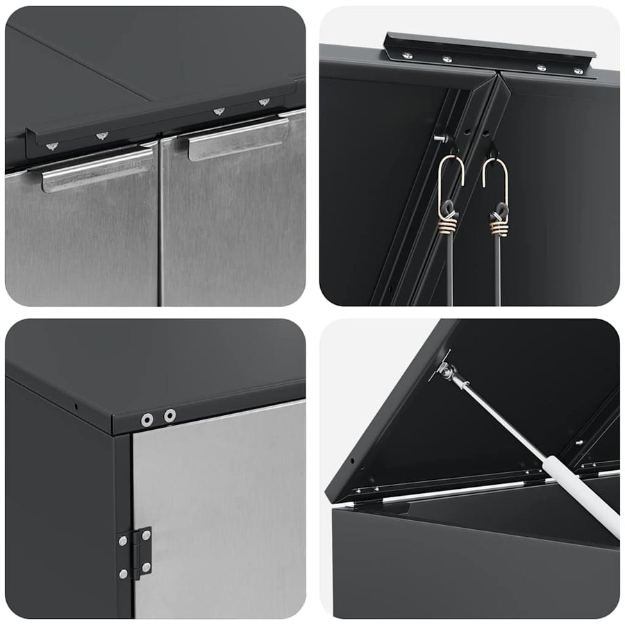 Wieltjesbakopslag voor 3 bakken Antraciet 340 x 77.5 x 115.5 cm