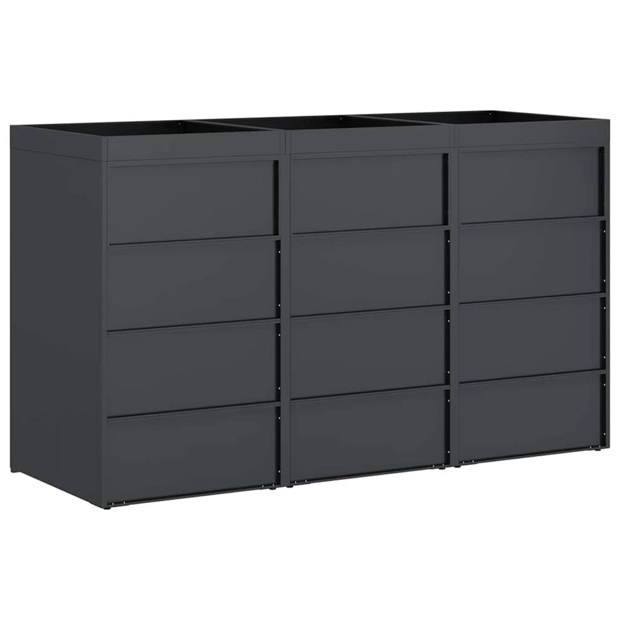 Wieltjesbakopslag voor 3 bakken Antraciet 340 x 77.5 x 115.5 cm