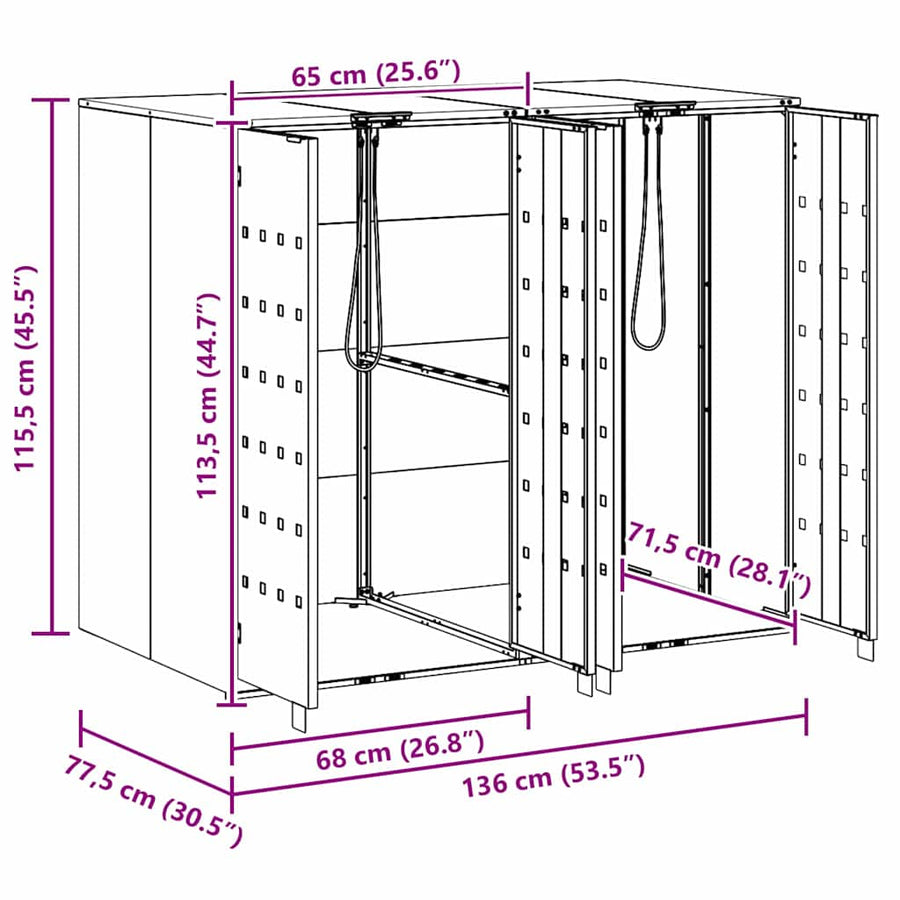 Wieltjesbakopslag voor 3 bakken Zilver 340 x 77.5 x 115.5 cm
