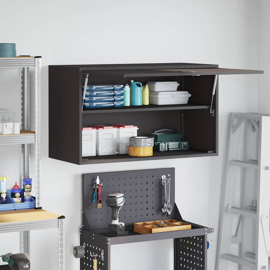 Wandkast Voor Garage Poedercoating Staal 90 x 40 x 53 cm Zwart