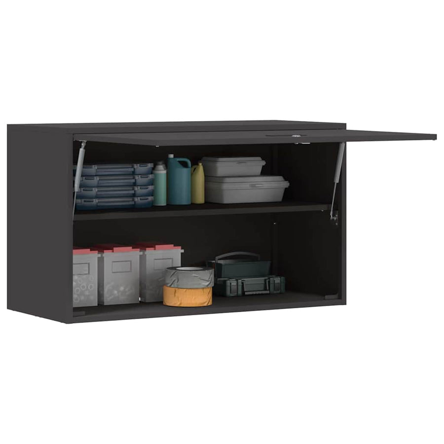 Wandkast Voor Garage Poedercoating Staal 90 x 40 x 53 cm Zwart
