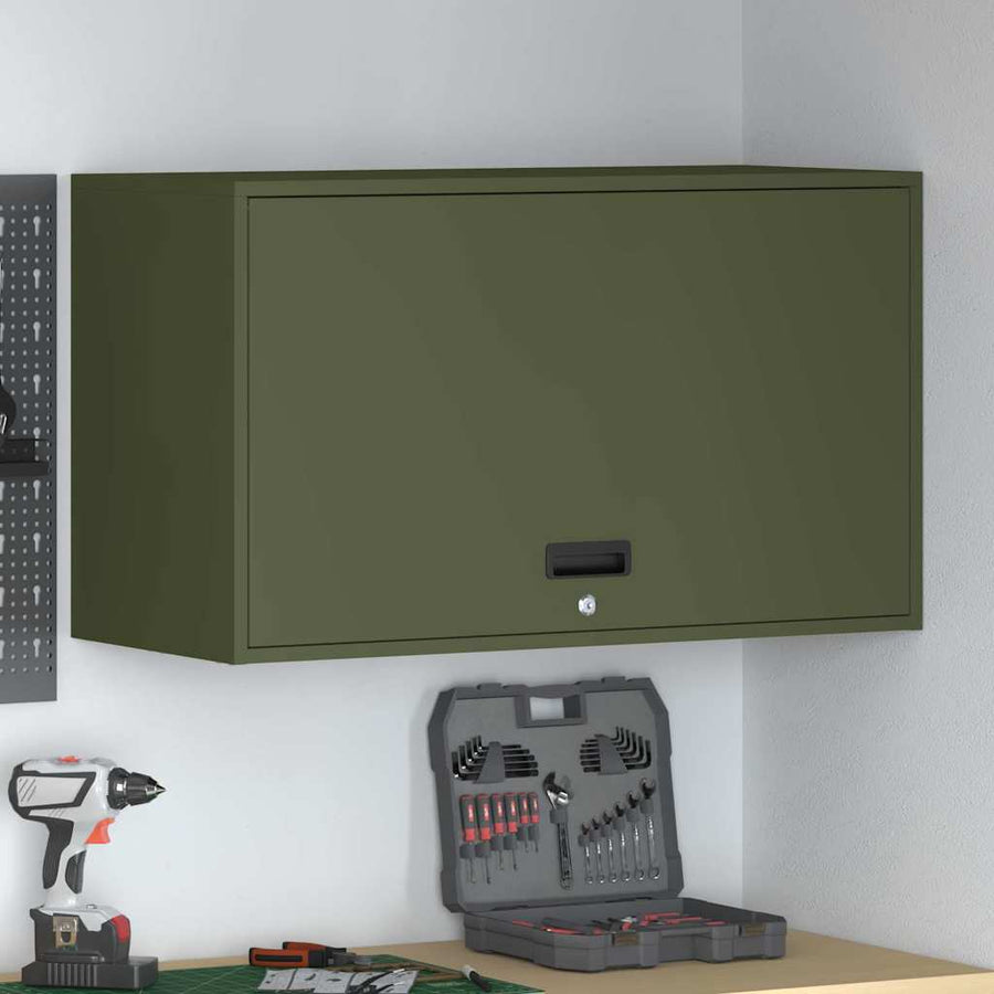 Wandkast Voor Garage 90 x 40 x 53 cm Olijfgroen
