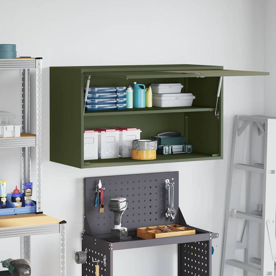 Wandkast Voor Garage 90 x 40 x 53 cm Olijfgroen
