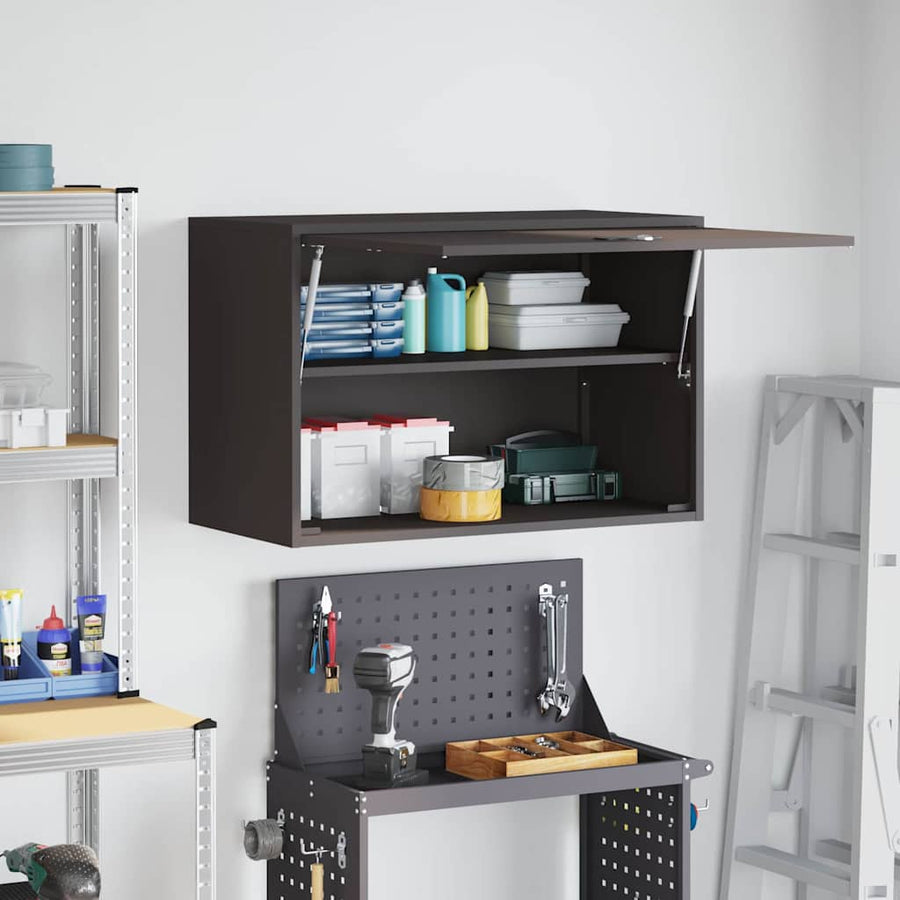 Wandkast Voor Garage Poedercoating Staal 80 x 40 x 53 cm Zwart