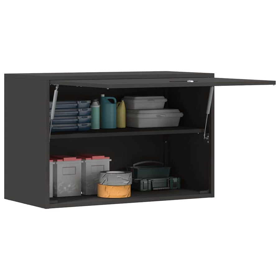 Wandkast Voor Garage Poedercoating Staal 80 x 40 x 53 cm Zwart