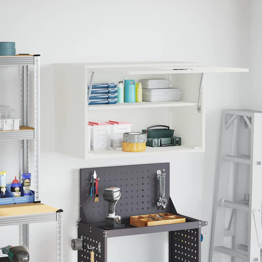 Wandkast Voor Garage Poedercoating Staal 80 x 40 x 53 cm Wit