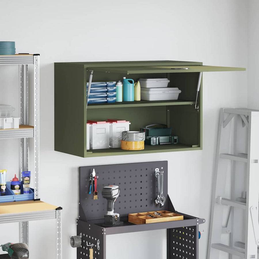 Wandkast Voor Garage 80 x 40 x 53 cm Olijfgroen