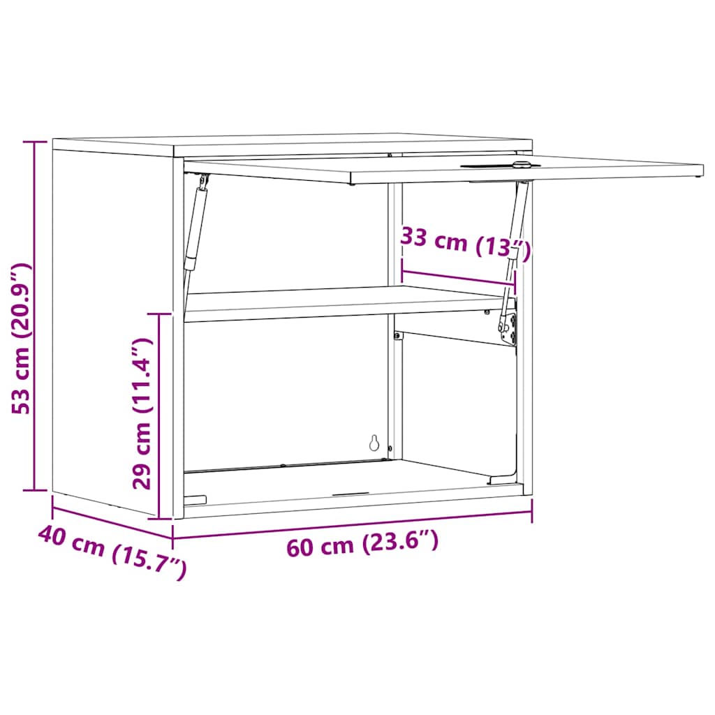 Wandkast Voor Garage 60 x 40 x 53 cm Antraciet