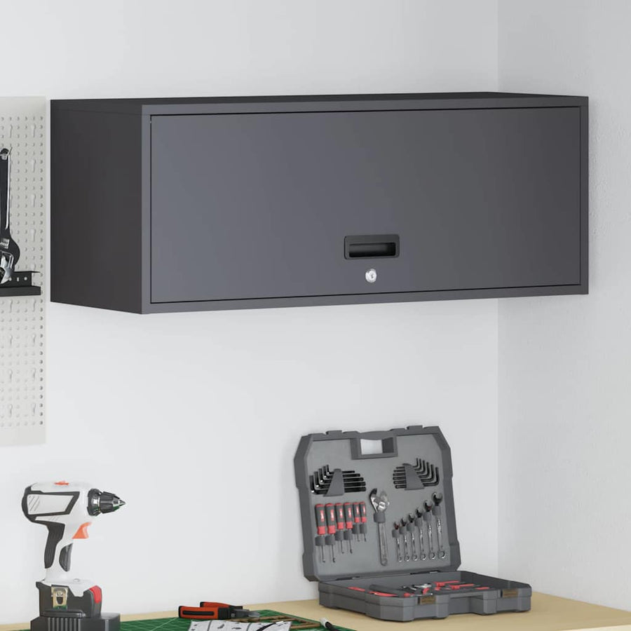 Wandkast Voor Garage Poedercoating Staal 90 x 33 x 35 cm Zwart