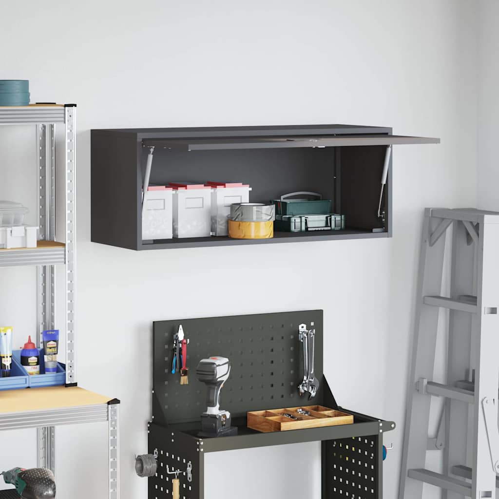Wandkast Voor Garage Poedercoating Staal 90 x 33 x 35 cm Zwart