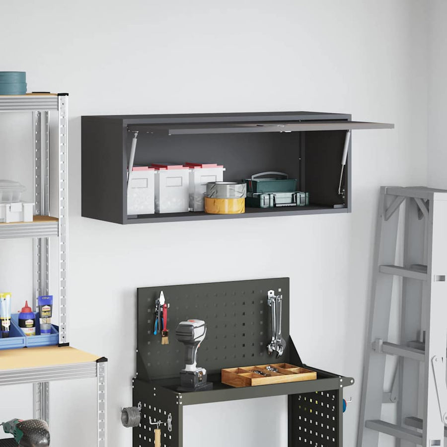 Wandkast Voor Garage Poedercoating Staal 90 x 33 x 35 cm Zwart