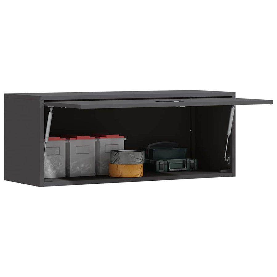 Wandkast Voor Garage Poedercoating Staal 90 x 33 x 35 cm Zwart