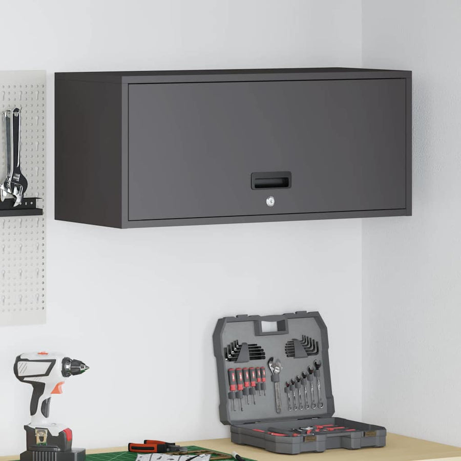 Wandkast Voor Garage Poedercoating Staal 80 x 33 x 35 cm Zwart