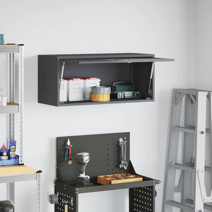 Wandkast Voor Garage Poedercoating Staal 80 x 33 x 35 cm Zwart