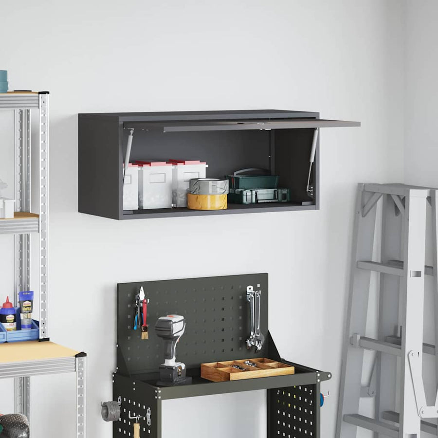Wandkast Voor Garage Poedercoating Staal 80 x 33 x 35 cm Zwart