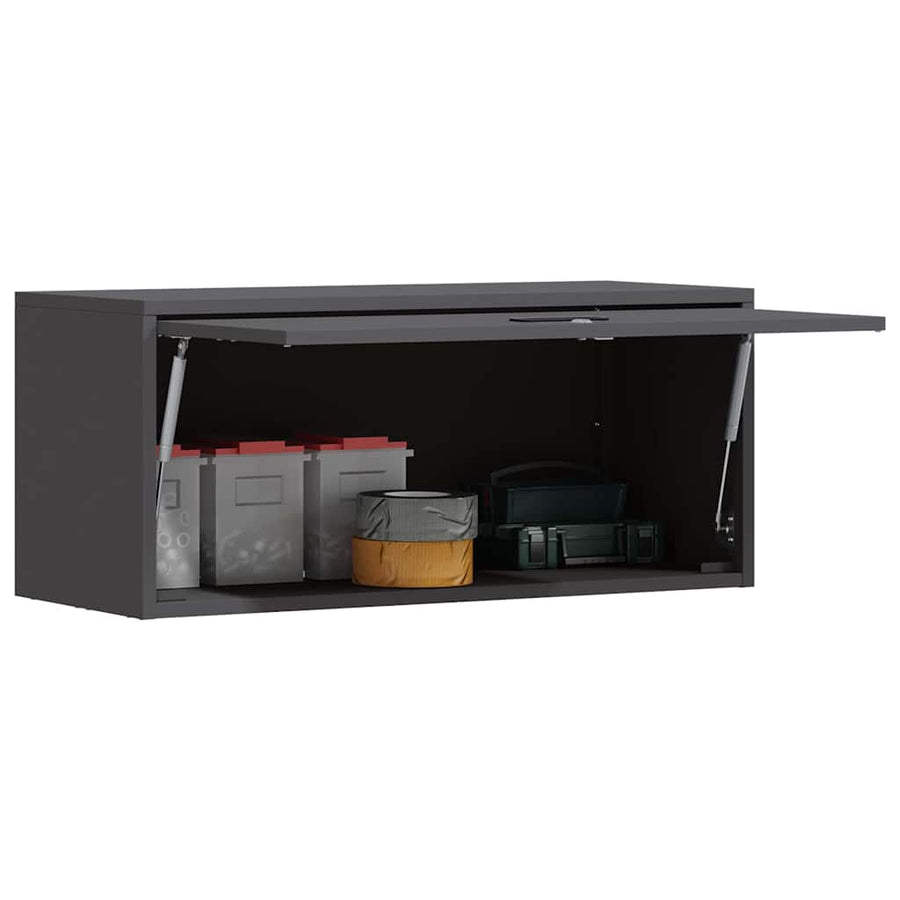 Wandkast Voor Garage Poedercoating Staal 80 x 33 x 35 cm Zwart