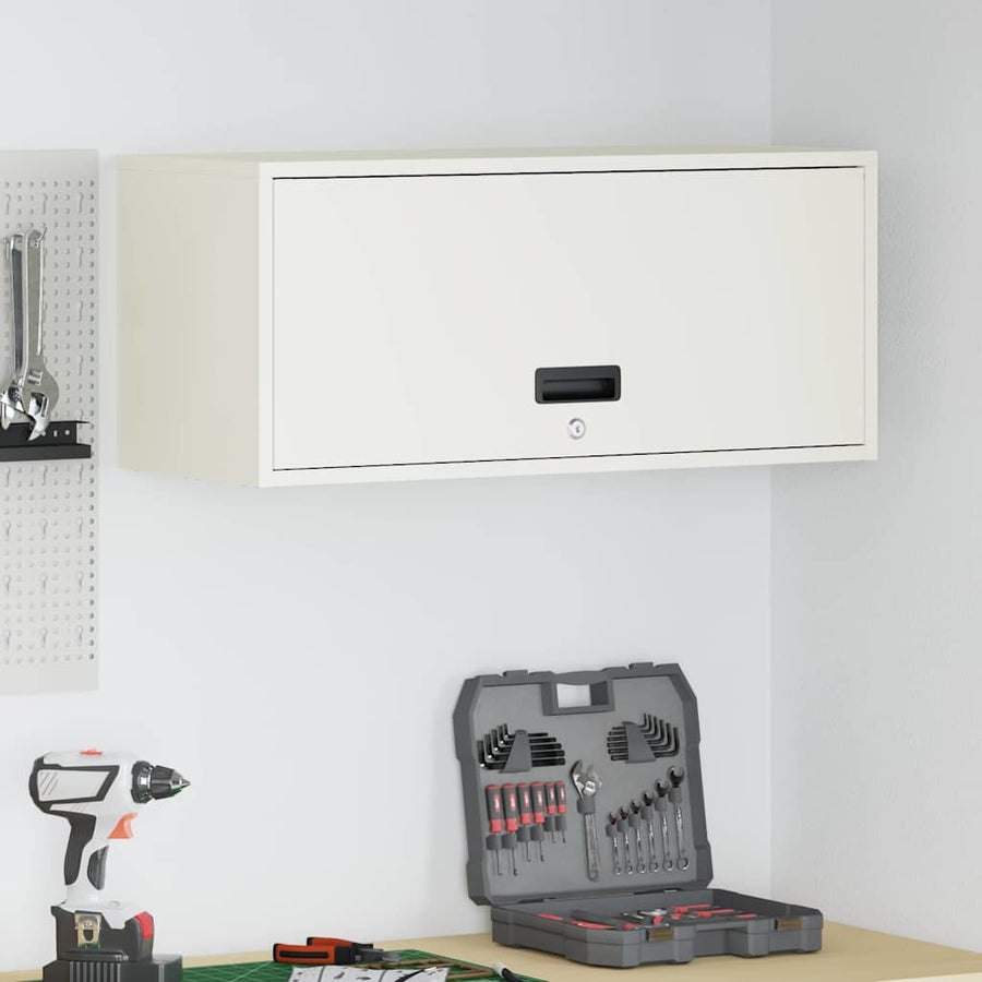 Wandkast Voor Garage Poedercoating Staal 80 x 33 x 35 cm Wit