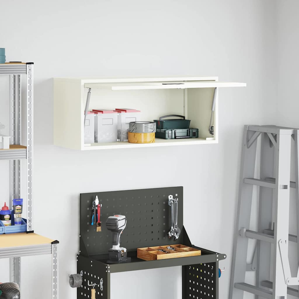 Wandkast Voor Garage Poedercoating Staal 80 x 33 x 35 cm Wit