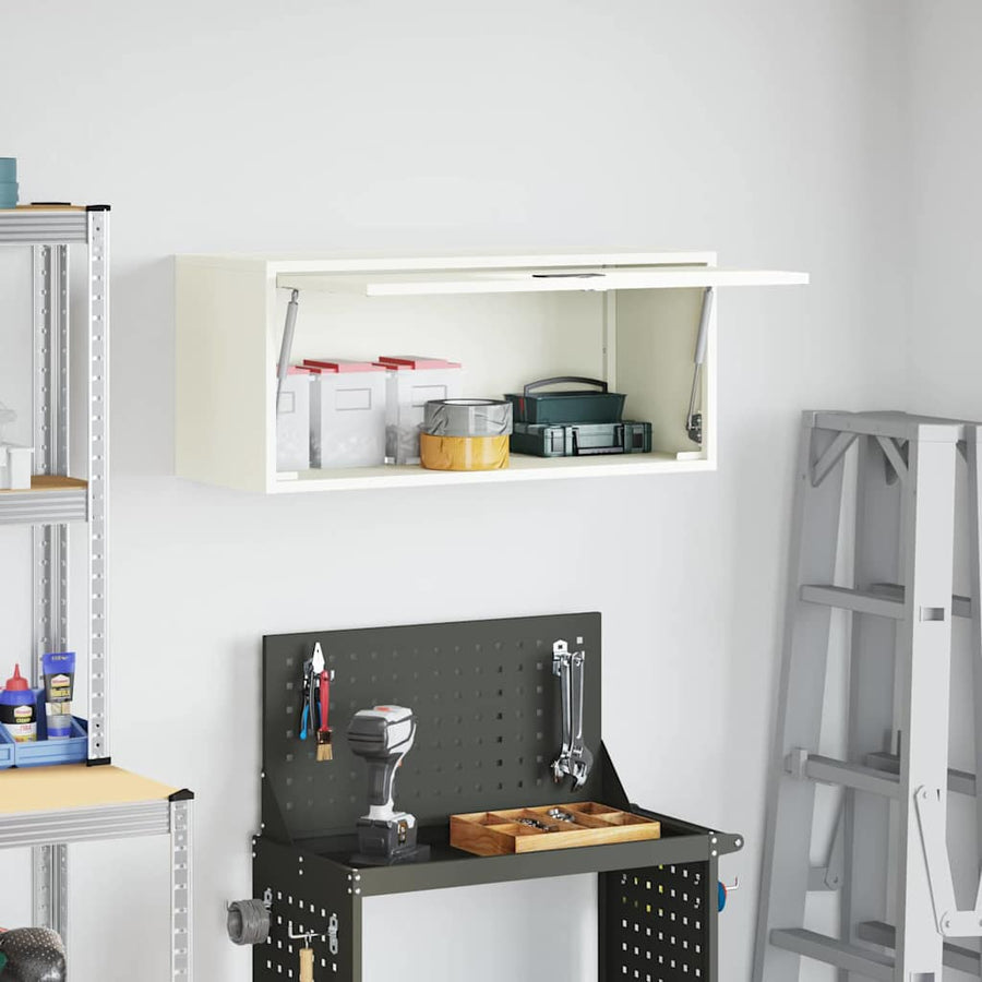 Wandkast Voor Garage Poedercoating Staal 80 x 33 x 35 cm Wit