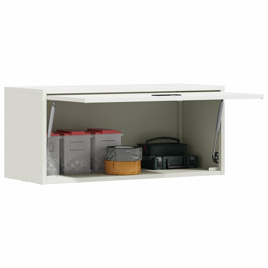 Wandkast Voor Garage Poedercoating Staal 80 x 33 x 35 cm Wit