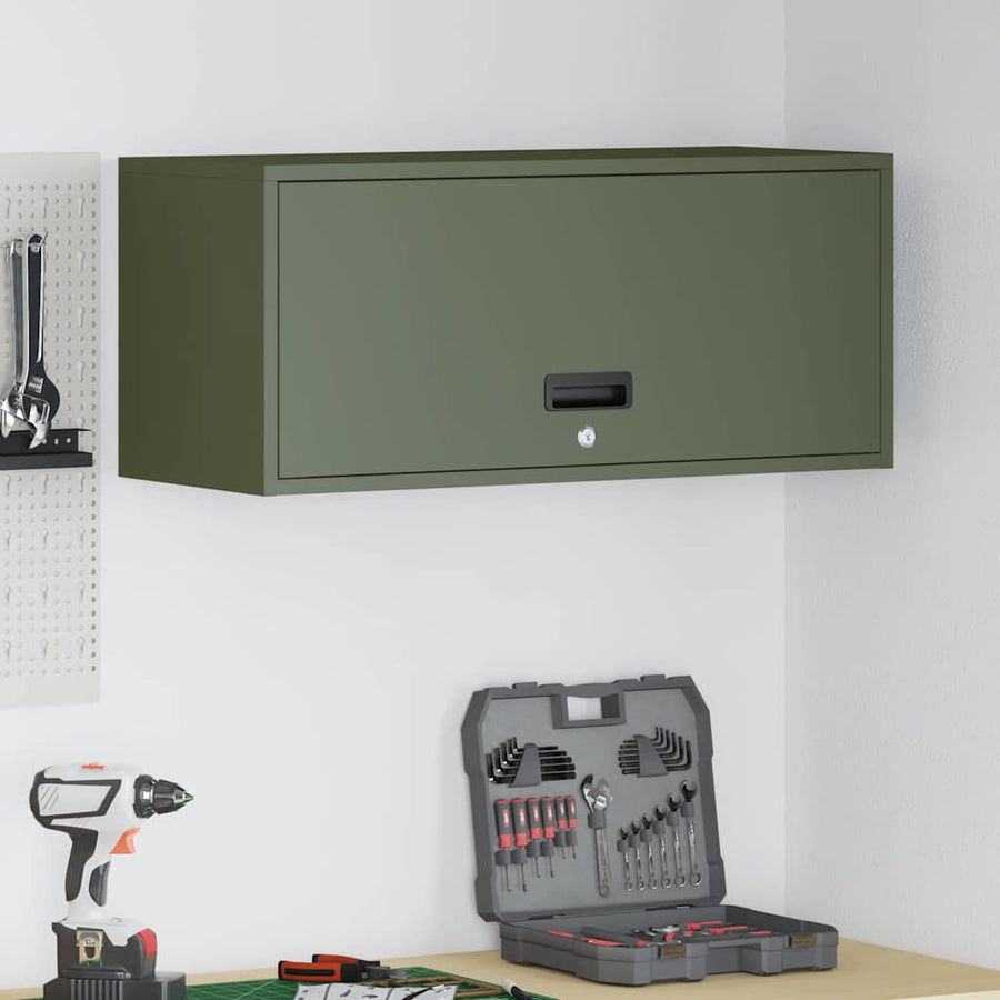 Wandkast Voor Garage 80 x 33 x 35 cm Olijfgroen