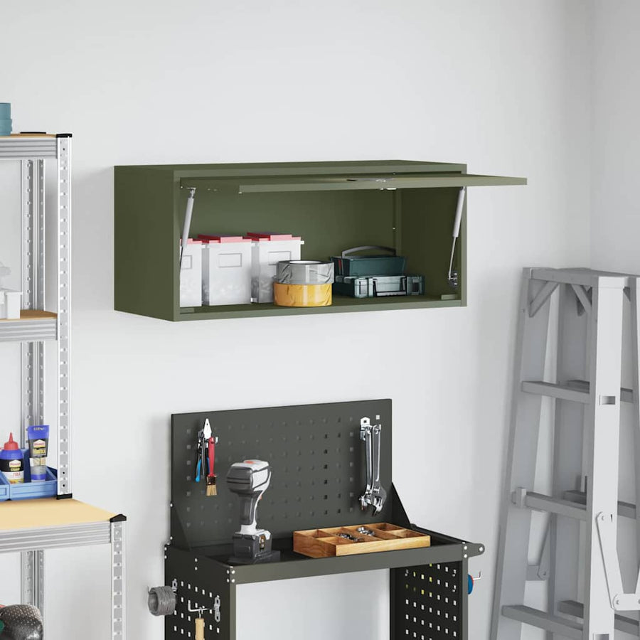 Wandkast Voor Garage 80 x 33 x 35 cm Olijfgroen