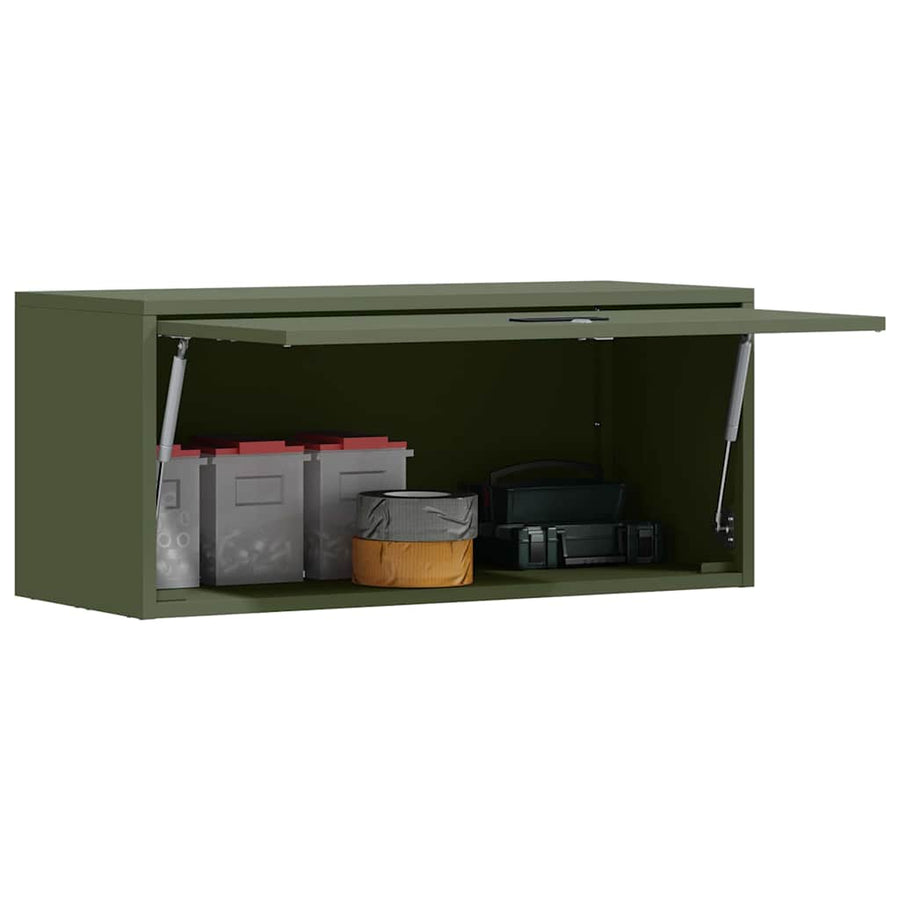 Wandkast Voor Garage 80 x 33 x 35 cm Olijfgroen