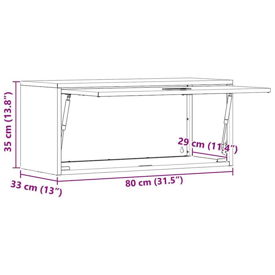 Wandkast Voor Garage 80 x 33 x 35 cm Olijfgroen