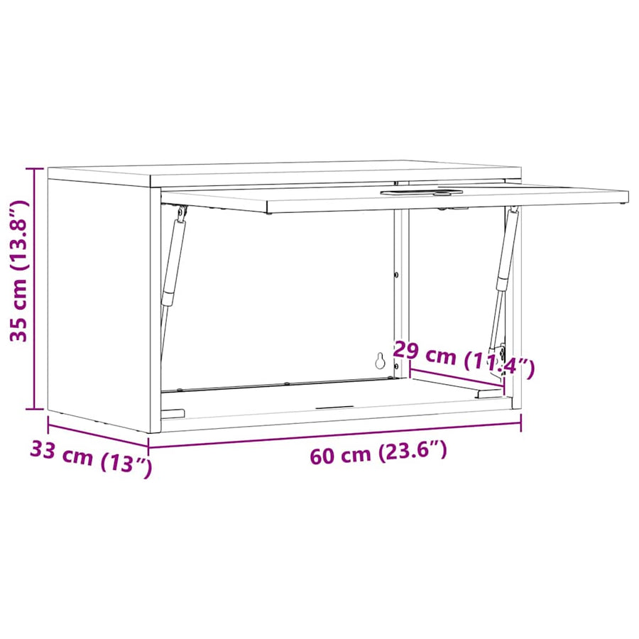 Wandkast Voor Garage Poedercoating Staal 60 x 33 x 35 cm Zwart