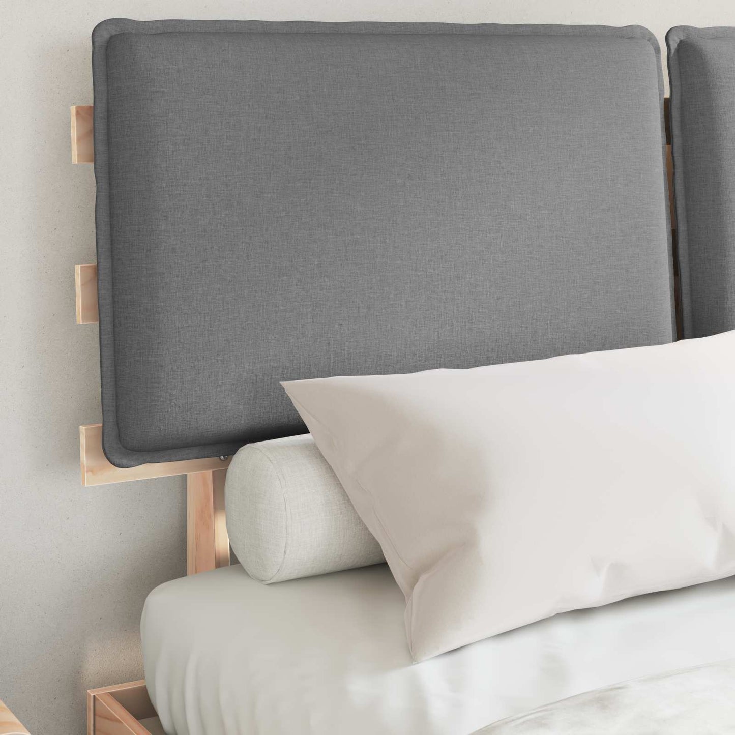 Bedframe met Gevoerd Hoofdgedeelte Lichtgrijs 160 x 200 cm