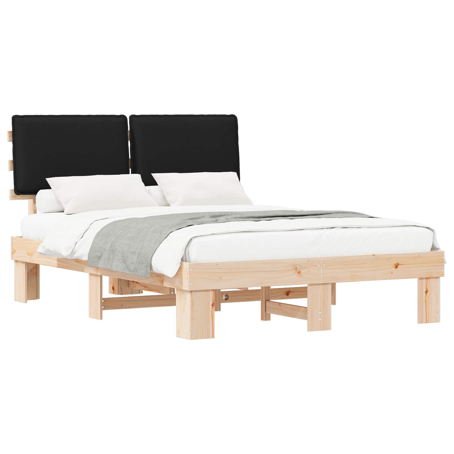 Bedframe met Gevoerd Hoofdgedeelte Zwart 160 x 200 cm