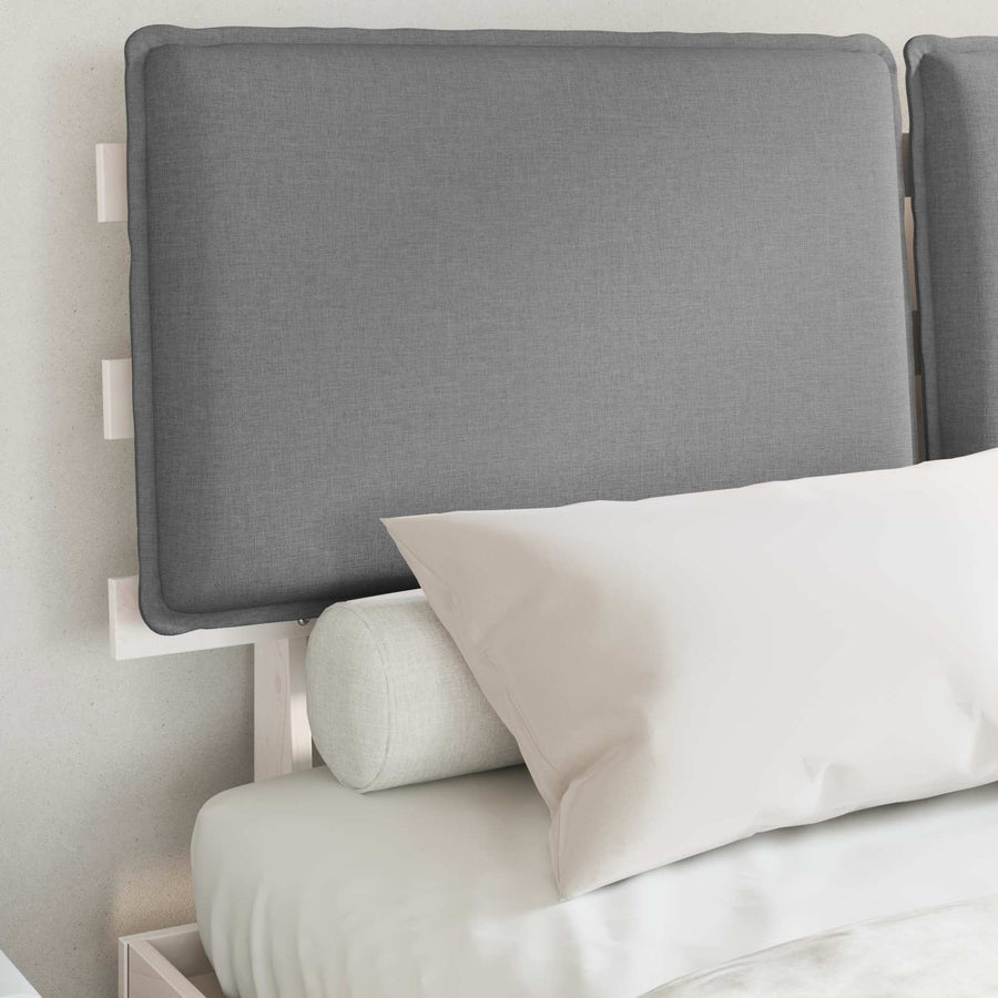 Bedframe met Gevoerd Hoofdgedeelte Lichtgrijs 160 x 200 cm