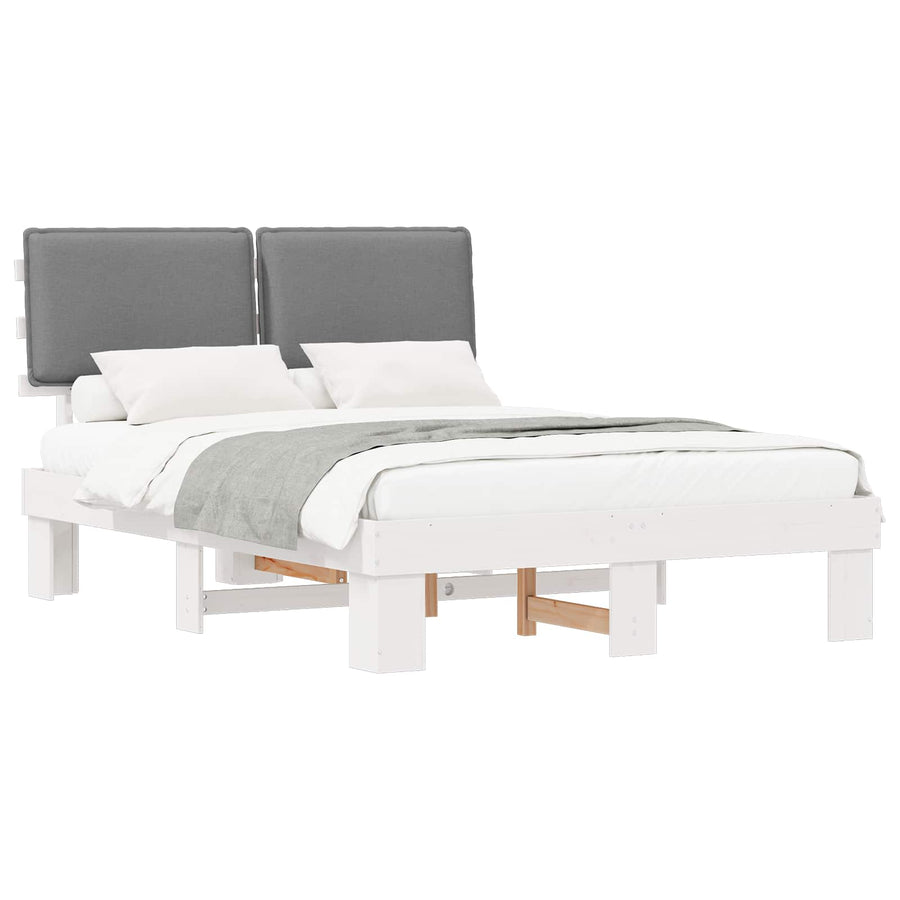 Bedframe met Gevoerd Hoofdgedeelte Lichtgrijs 160 x 200 cm