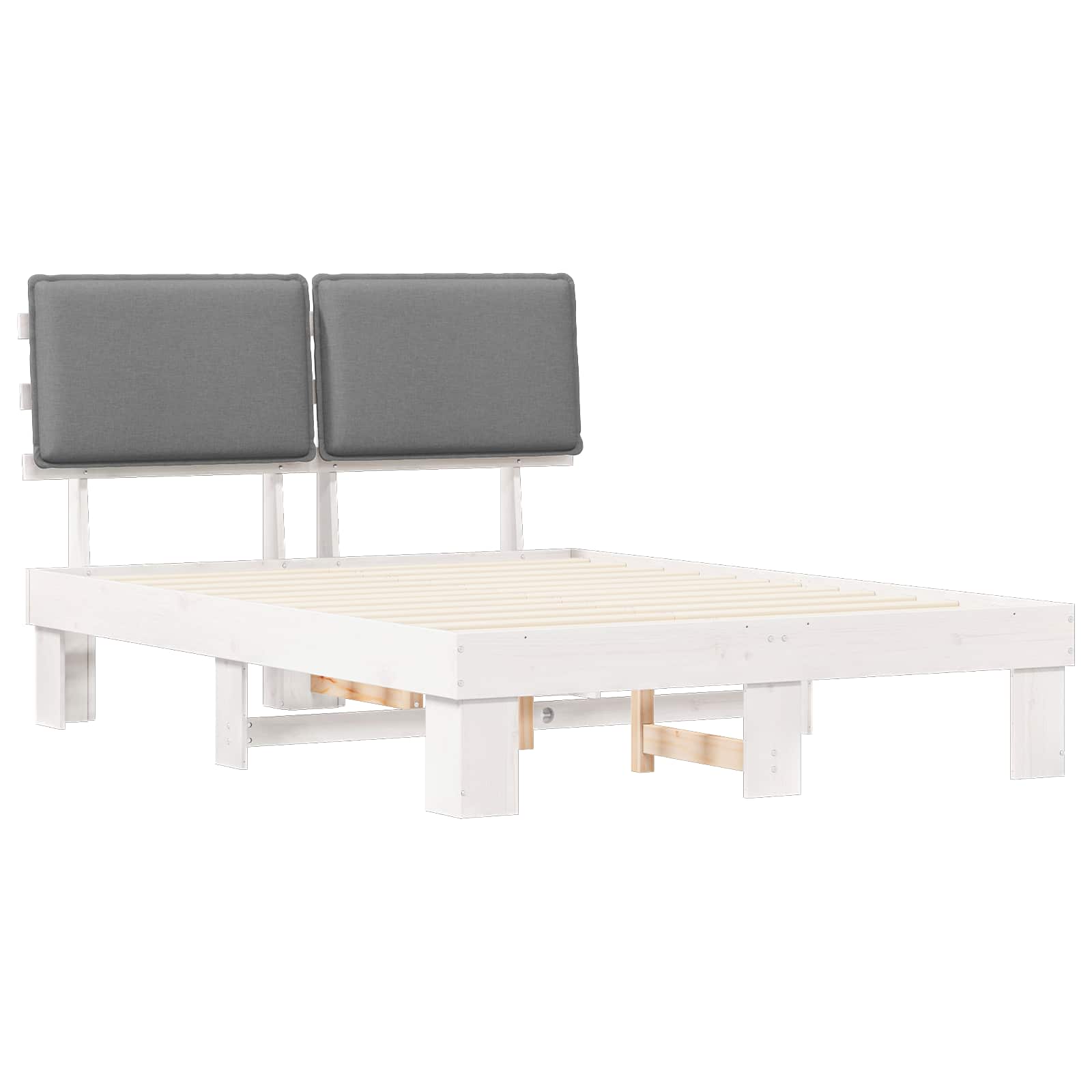 Bedframe met Gevoerd Hoofdgedeelte Lichtgrijs 160 x 200 cm
