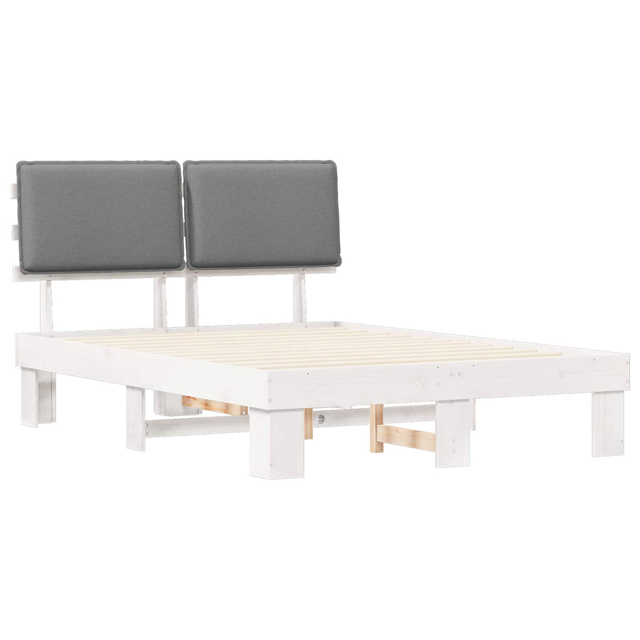 Bedframe met Gevoerd Hoofdgedeelte Lichtgrijs 160 x 200 cm