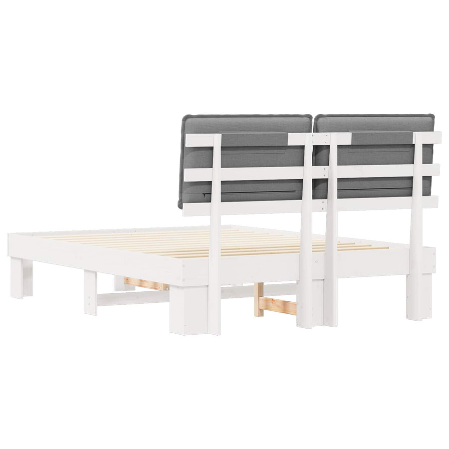 Bedframe met Gevoerd Hoofdgedeelte Lichtgrijs 160 x 200 cm