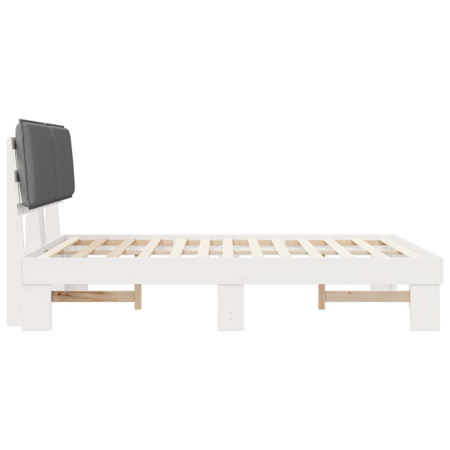Bedframe met Gevoerd Hoofdgedeelte Lichtgrijs 160 x 200 cm