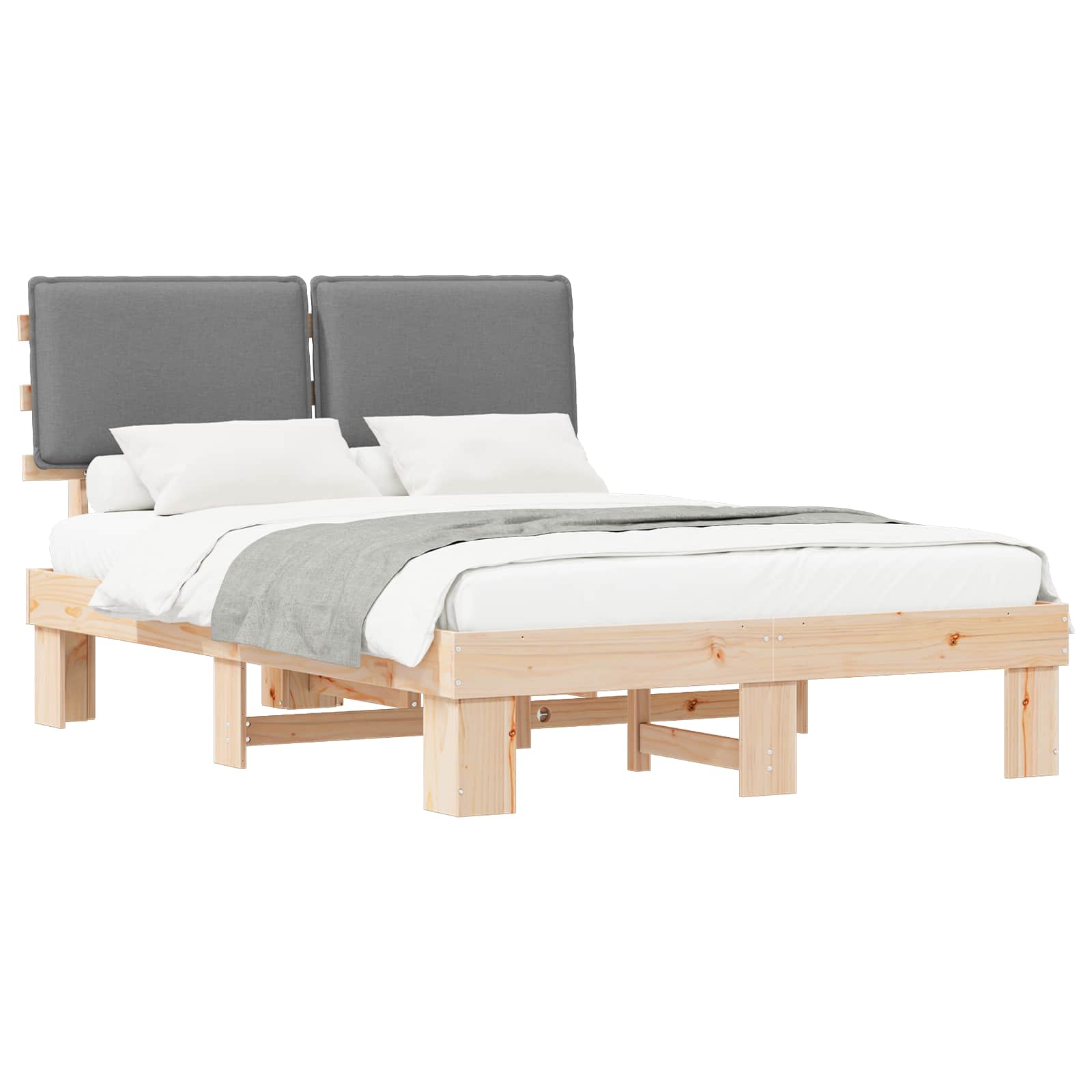 Bedframe met Gevoerd Hoofdgedeelte Lichtgrijs 150 x 200 cm