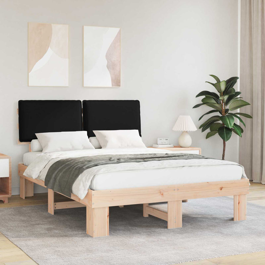 Bedframe met Gevoerd Hoofdgedeelte Zwart 150 x 200 cm