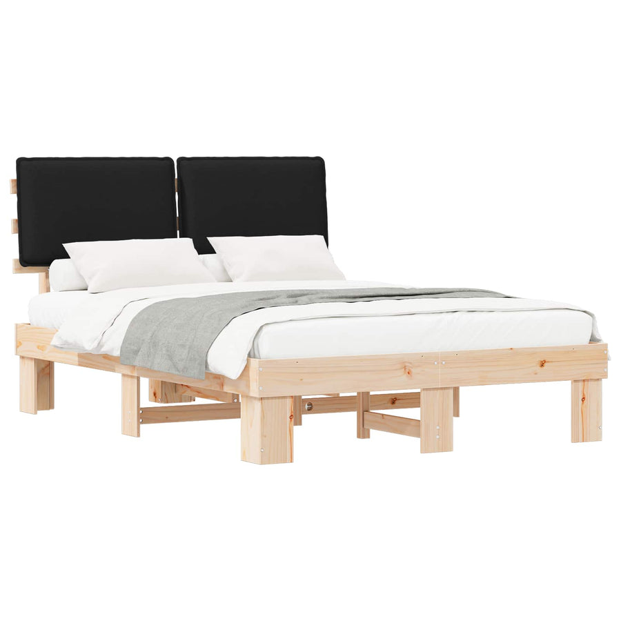 Bedframe met Gevoerd Hoofdgedeelte Zwart 150 x 200 cm
