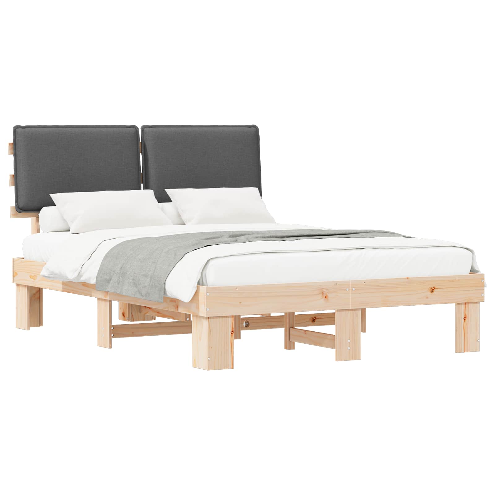 Bedframe met Gevoerd Hoofdgedeelte Donkergrijs 140 x 200 cm