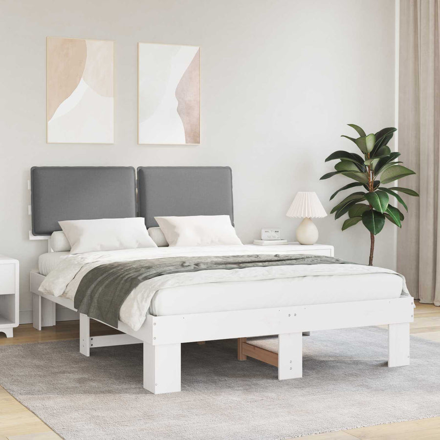 Bedframe met Gevoerd Hoofdgedeelte Lichtgrijs 140 x 200 cm