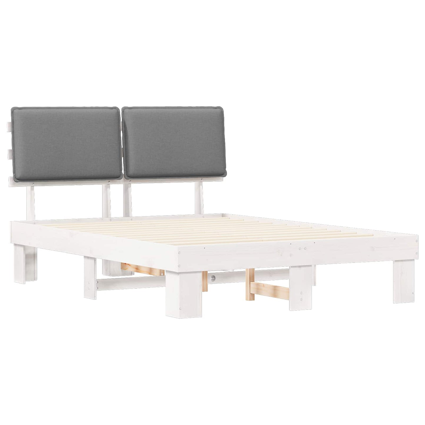 Bedframe met Gevoerd Hoofdgedeelte Lichtgrijs 140 x 200 cm