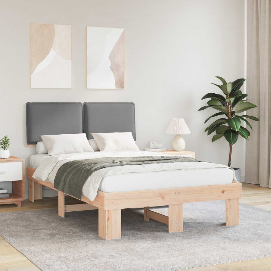 Bedframe met Gevoerd Hoofdgedeelte Lichtgrijs 120 x 200 cm