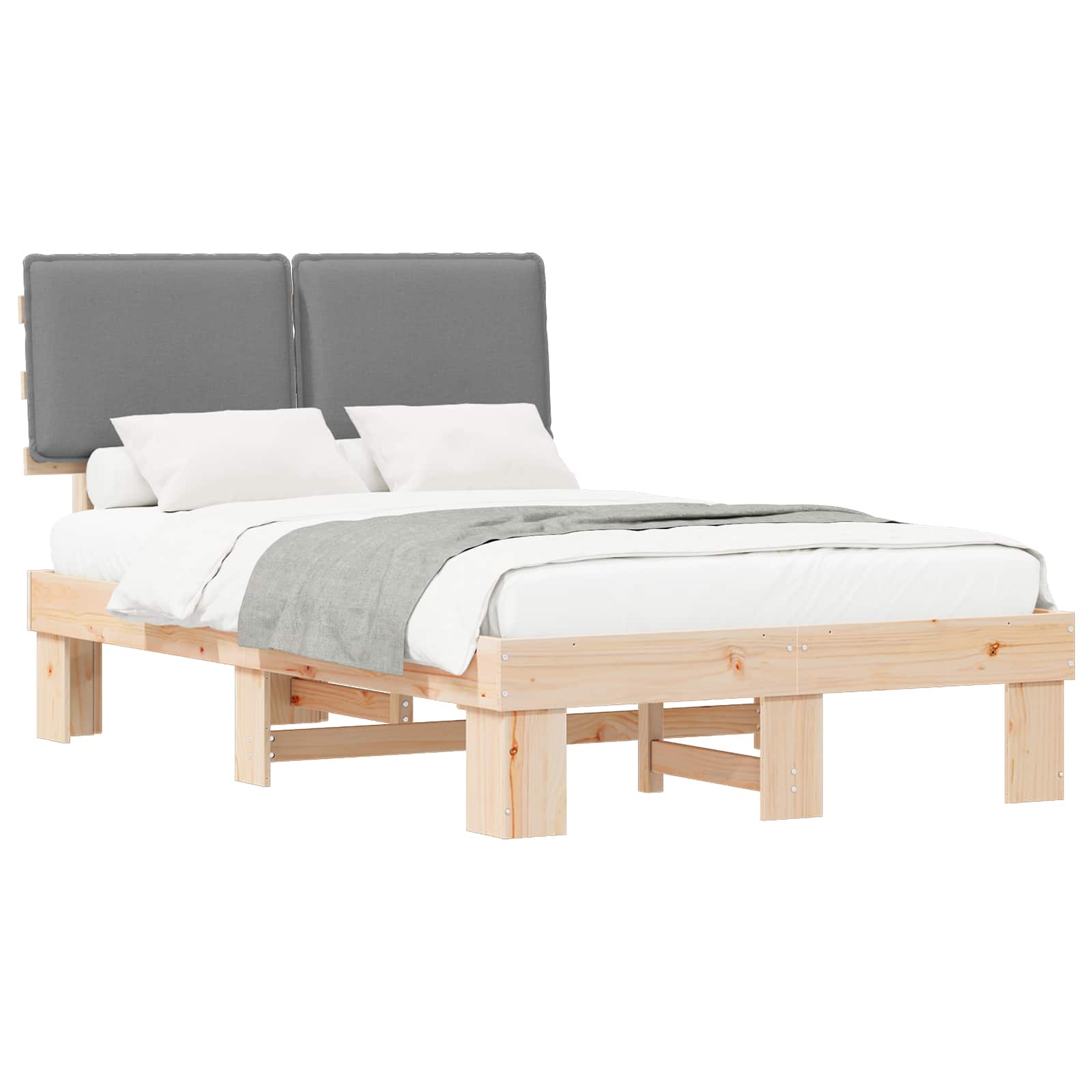 Bedframe met Gevoerd Hoofdgedeelte Lichtgrijs 120 x 200 cm