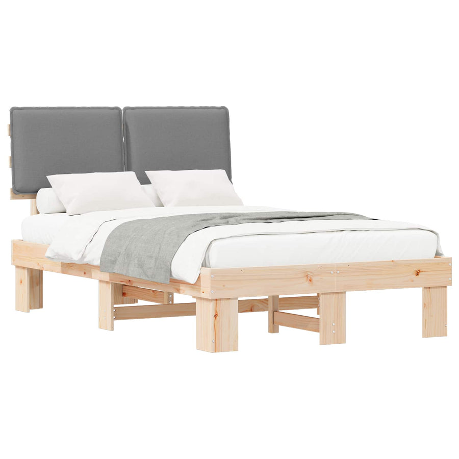 Bedframe met Gevoerd Hoofdgedeelte Lichtgrijs 120 x 200 cm