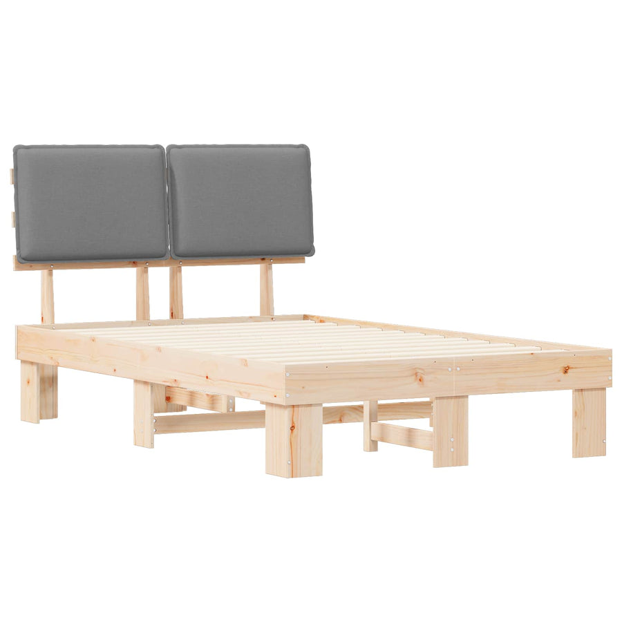 Bedframe met Gevoerd Hoofdgedeelte Lichtgrijs 120 x 200 cm