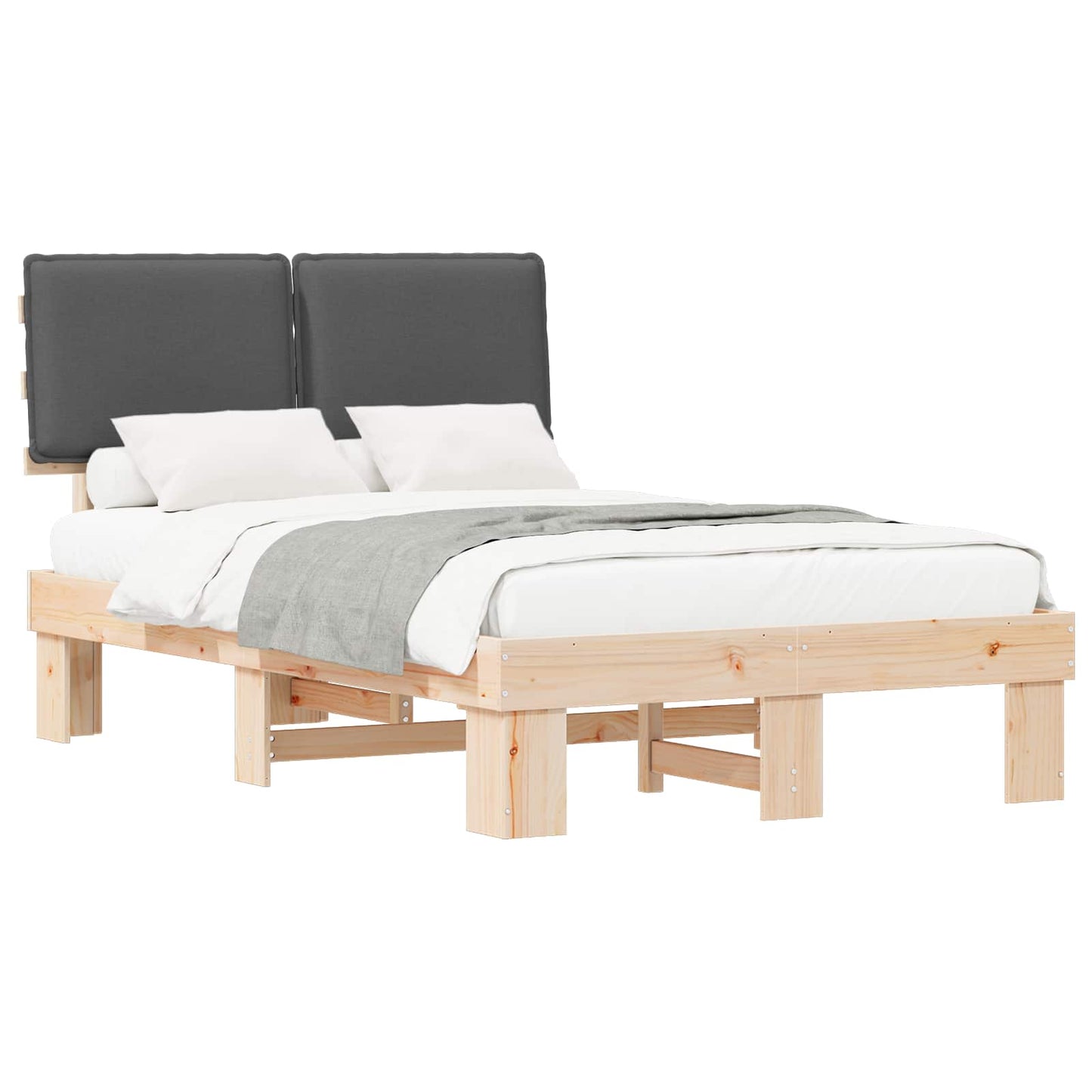 Bedframe met Gevoerd Hoofdgedeelte Donkergrijs 120 x 200 cm