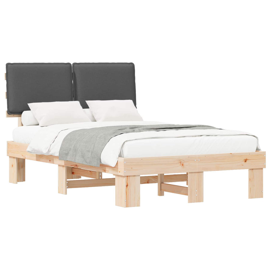 Bedframe met Gevoerd Hoofdgedeelte Donkergrijs 120 x 200 cm