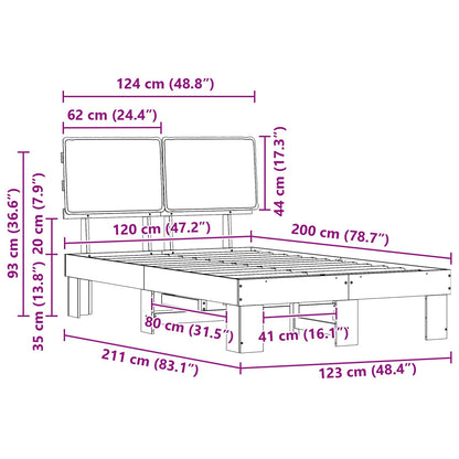 Bedframe met Gevoerd Hoofdgedeelte Donkergrijs 120 x 200 cm
